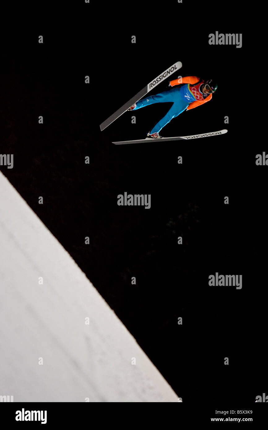 Ski Jumper in action Stock Photo Alamy