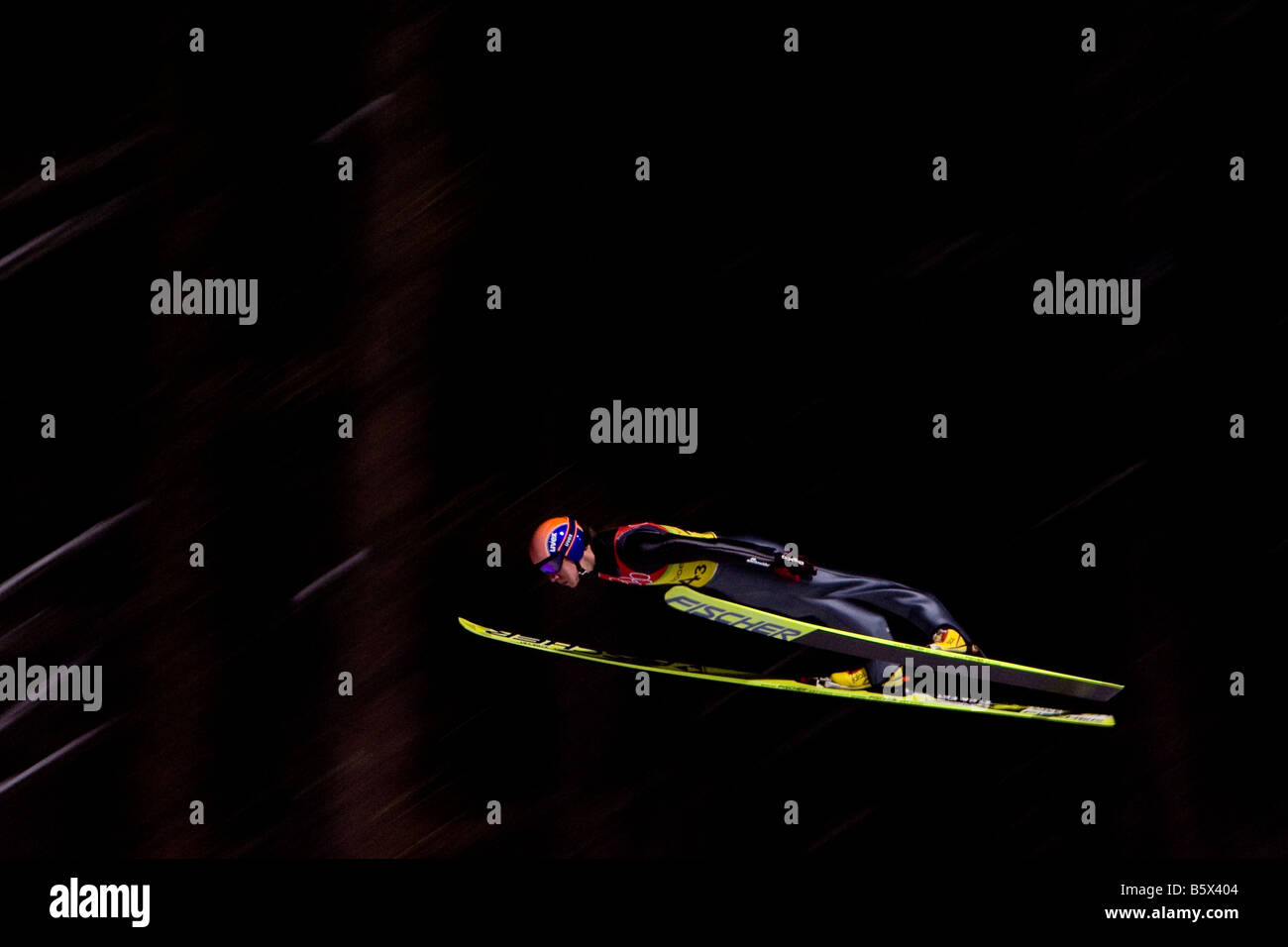 Ski Jumper in action Stock Photo Alamy