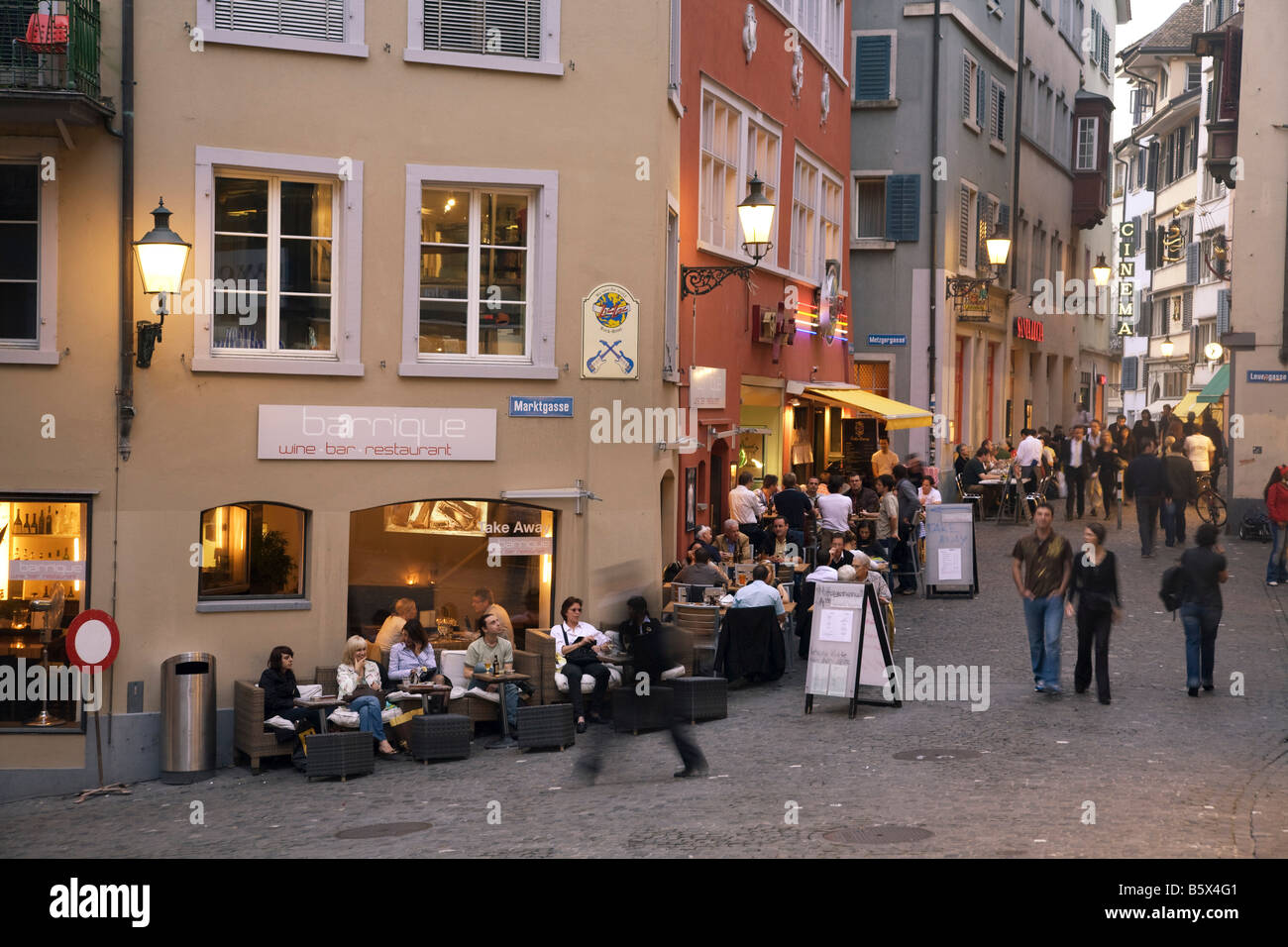 Niederdorf people restaurants in summer outdoor Switzerland Zurich