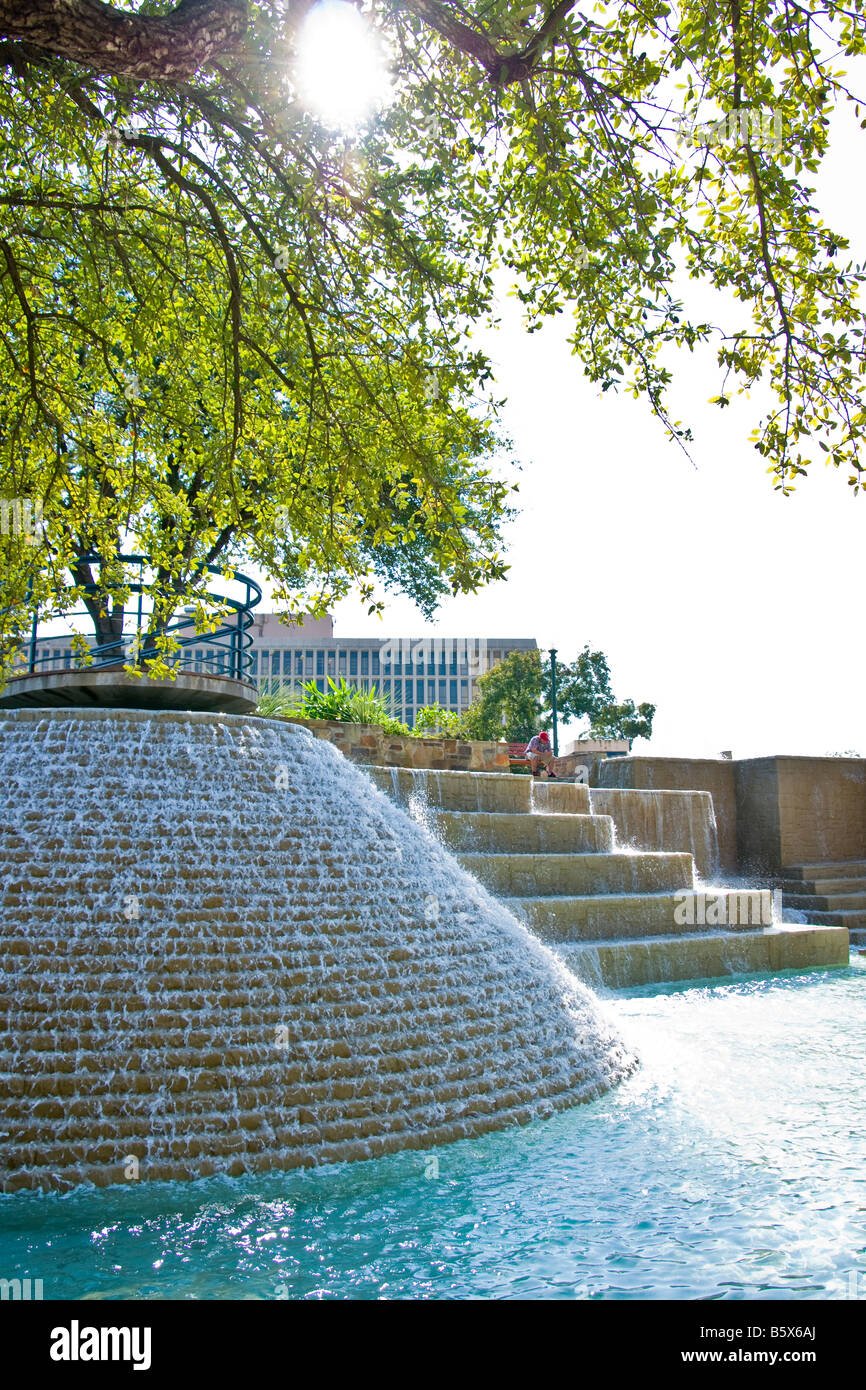 San Antonio's HemisFair Park water fall fountain Stock Photo Alamy