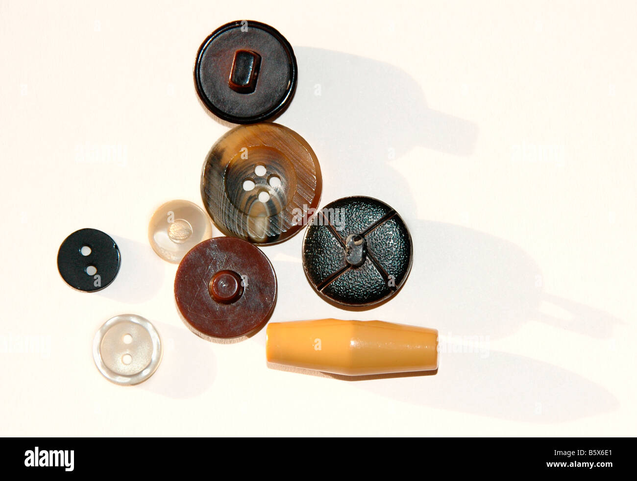 An assortment of clothes buttons. Stock Photo