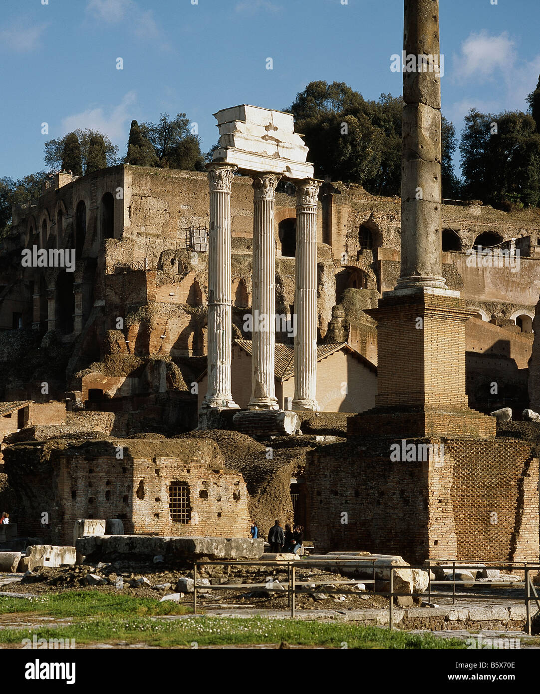 Roman Forum: Temple Of Castor And Pollux Stock Photo