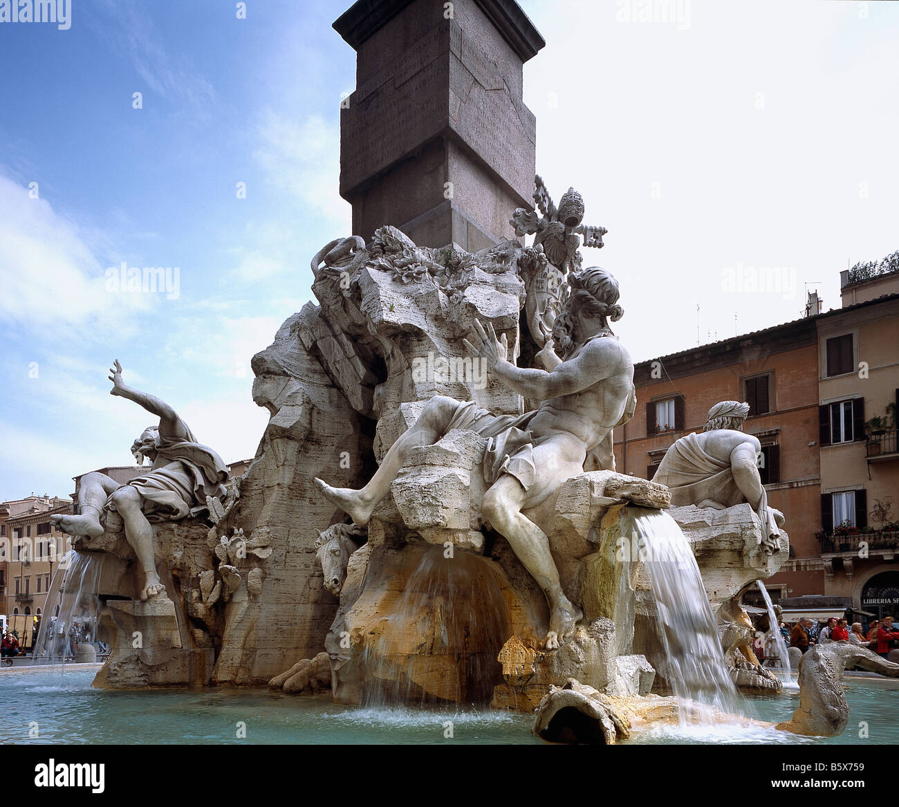 Fontana Dei Fiumi, Rome. Danube Stock Photo