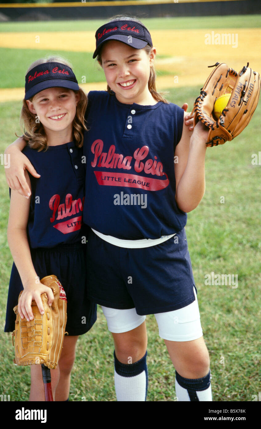 teammates girls softball Stock Photo