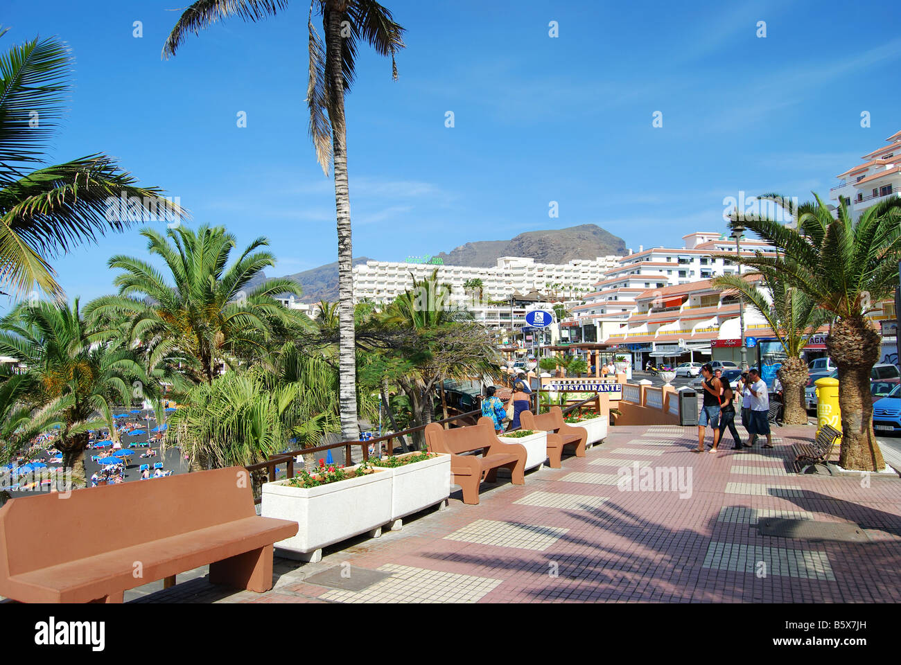 Beach and promenade, Playa de la Arena, Puerto de Santiago, Tenerife