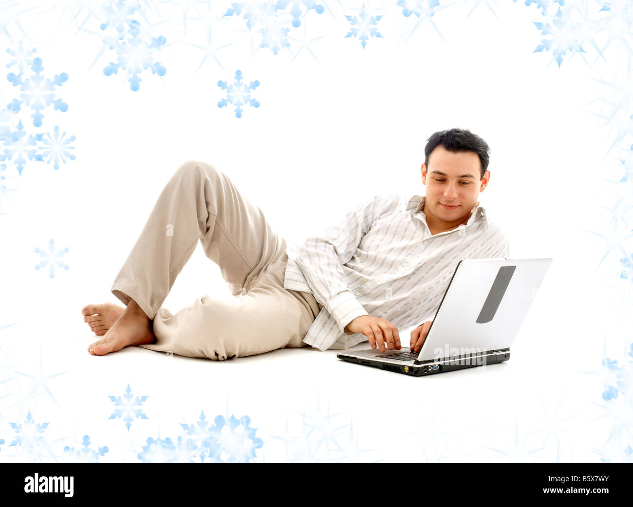 Happy relaxed man typing hi-res stock photography and images - Alamy