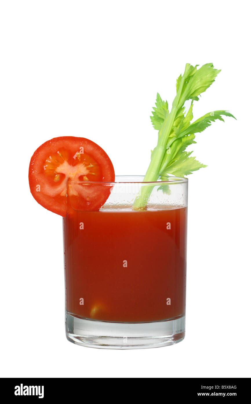 Bloody mary drink cutout isolated on white background Stock Photo