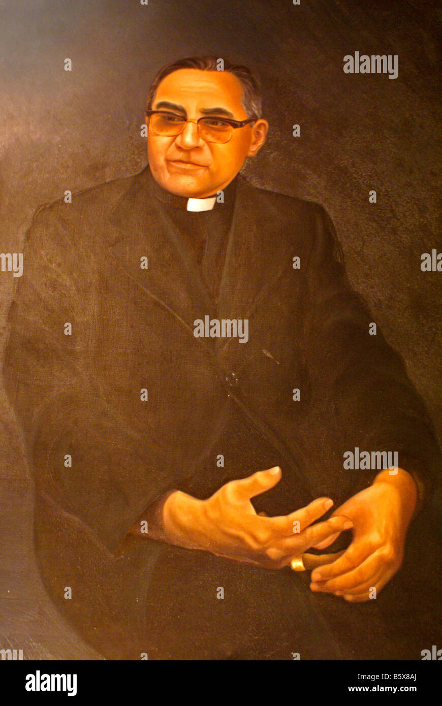 Portrait of Archbishop Oscar Romero, Centro Monsegñor Romero at the Universidad Centroamericana, San Salvador, El Salvador Stock Photo