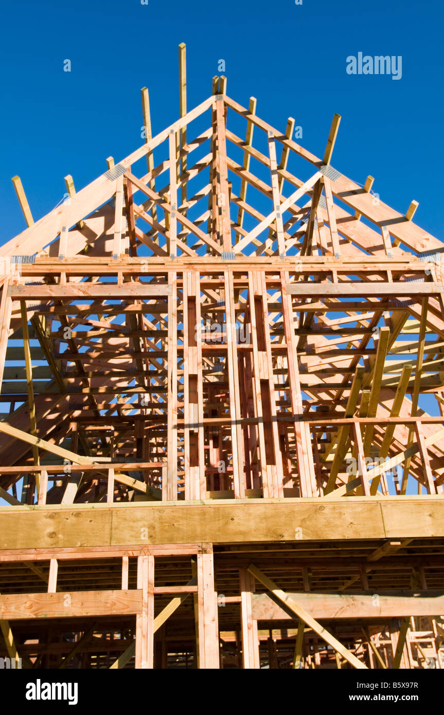 wooden house frame Stock Photo Alamy