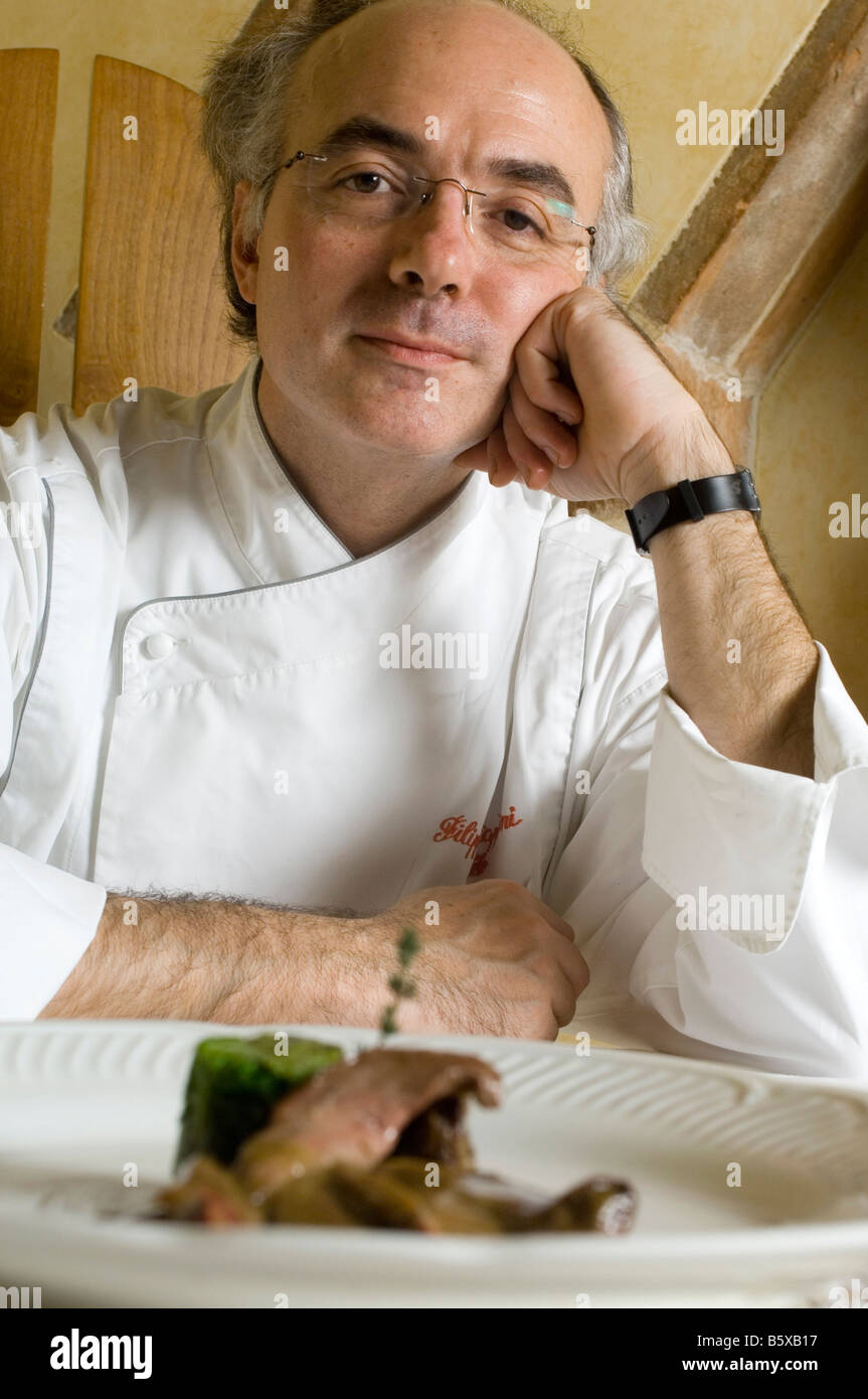 Filippo Chiappini chef  Antica Osteria del Teatro restaurant  Piacenza  Emilia Romagna  Italy Stock Photo