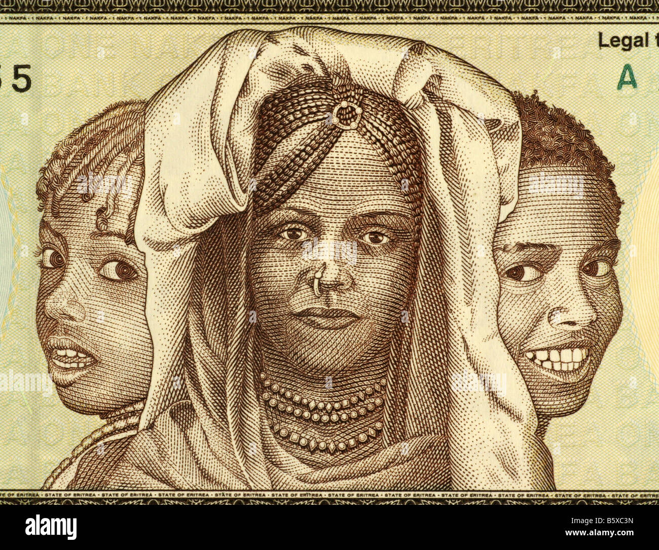 African girls on 1 Nakfa banknote from Eritrea Stock Photo - Alamy