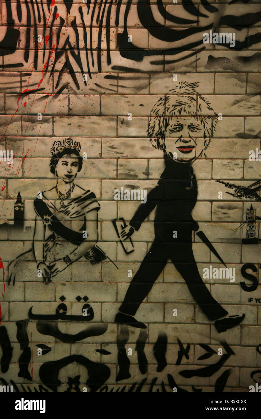boris johnson Banksy graffiti artist art Stock Photo