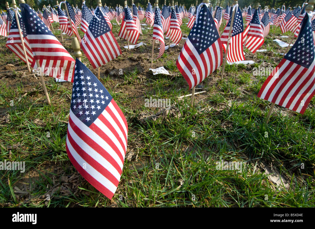 American ffags at Gettysburg National Military Park, Pennsylvania Stock Photo