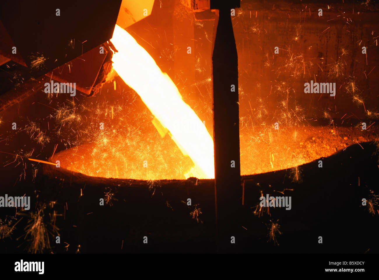 smelting of the metal in the foundry Stock Photo