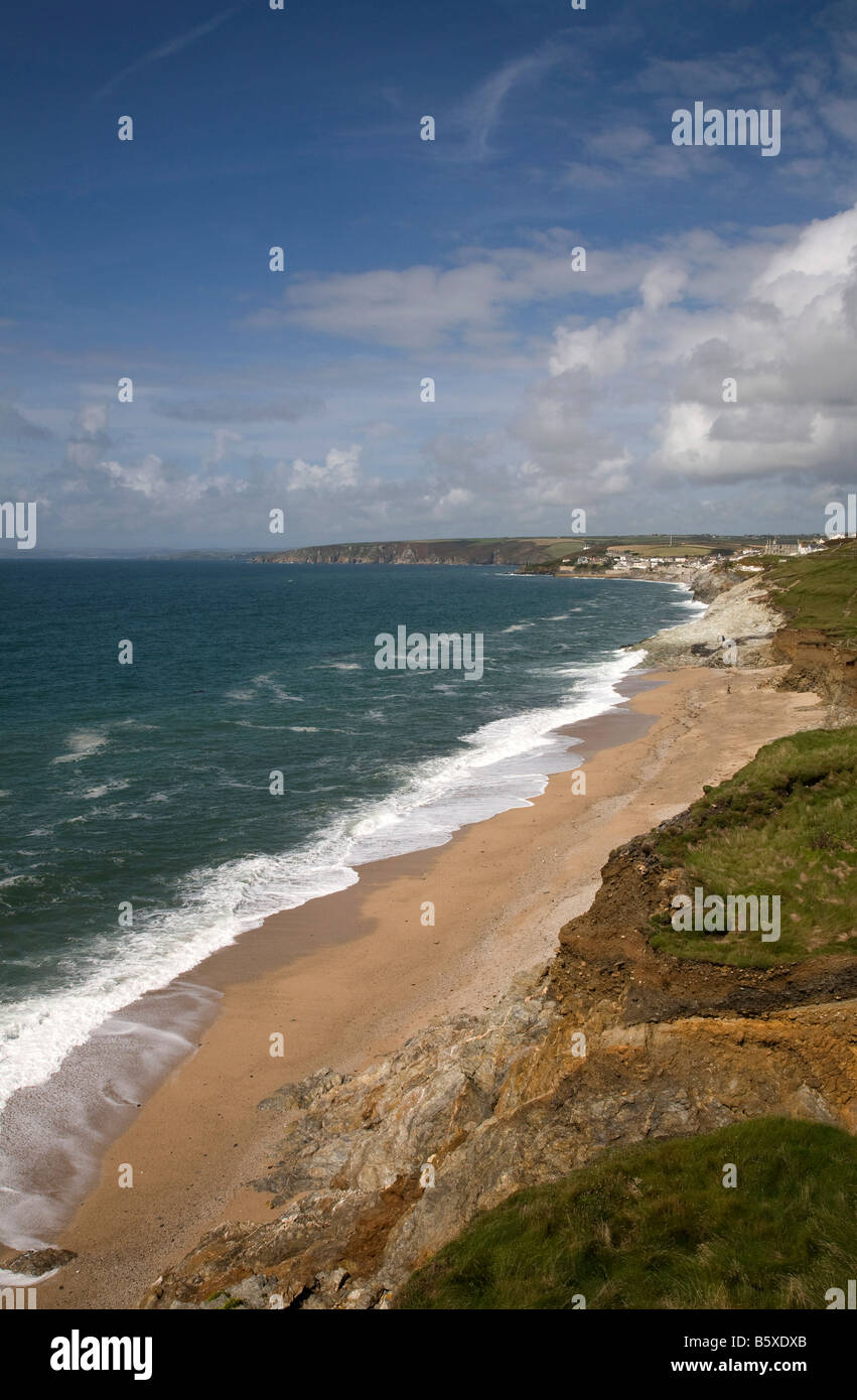 porthleven from loe bar cliffs cornwall Stock Photo