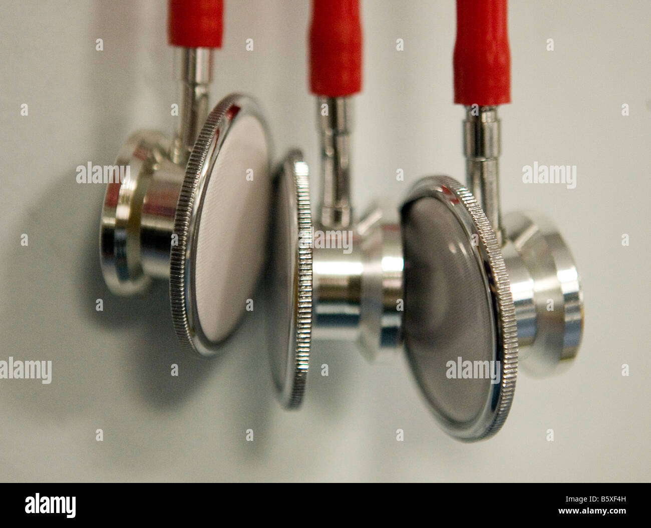 Stethoscopes at an NHS hospital in UK Stock Photo