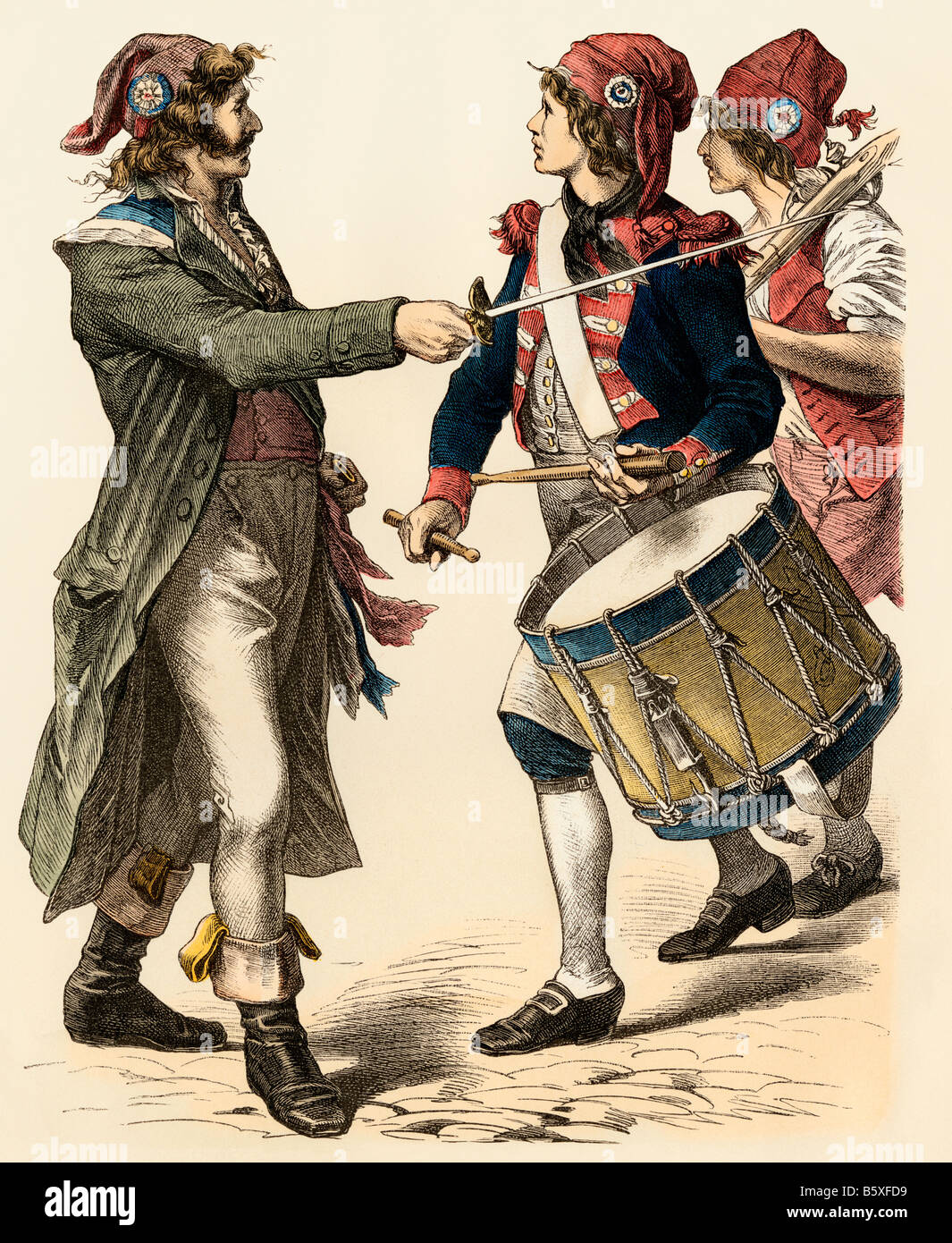 Citizen soldiers of the French Revolution. Hand-colored print Stock Photo