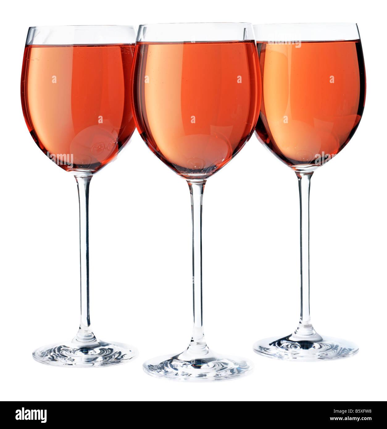 THREE GLASSES OF ROSE WINE Stock Photo Alamy