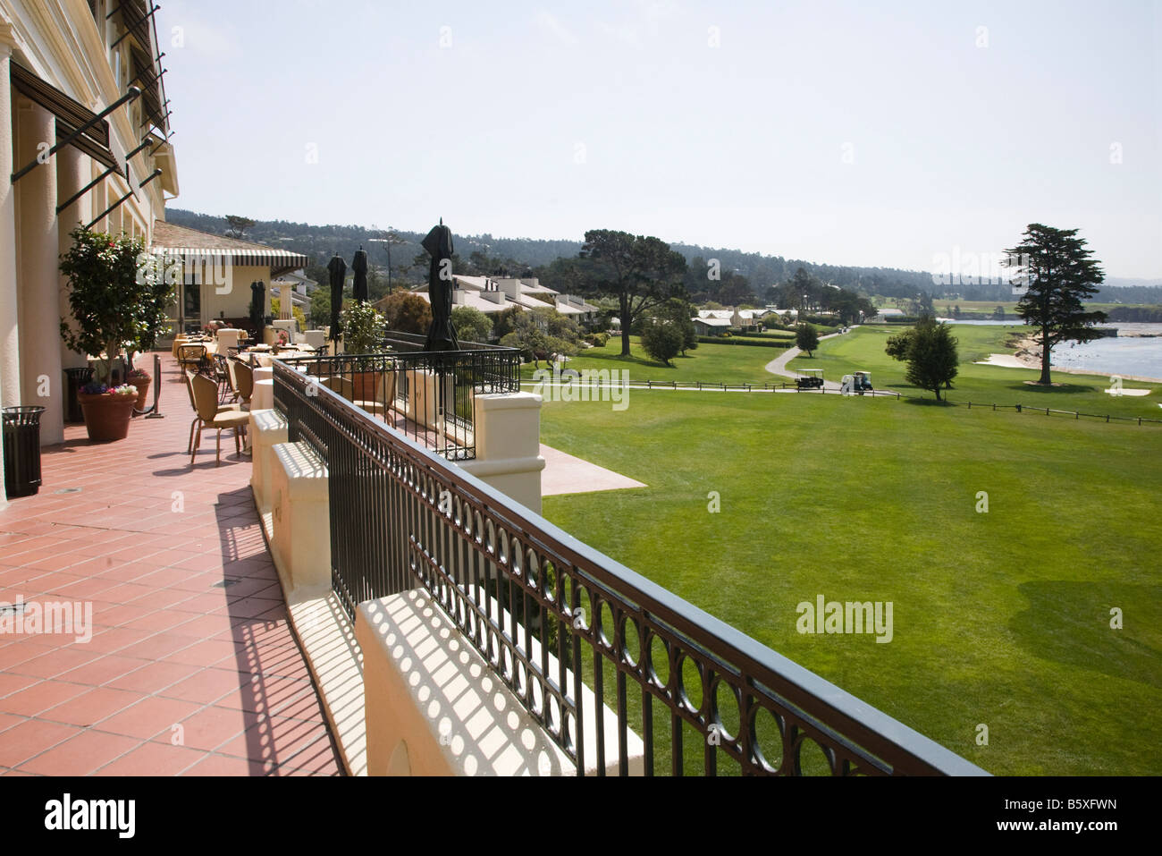View from the clubhouse at Pebble Beach Golf Club Stock Photo - Alamy