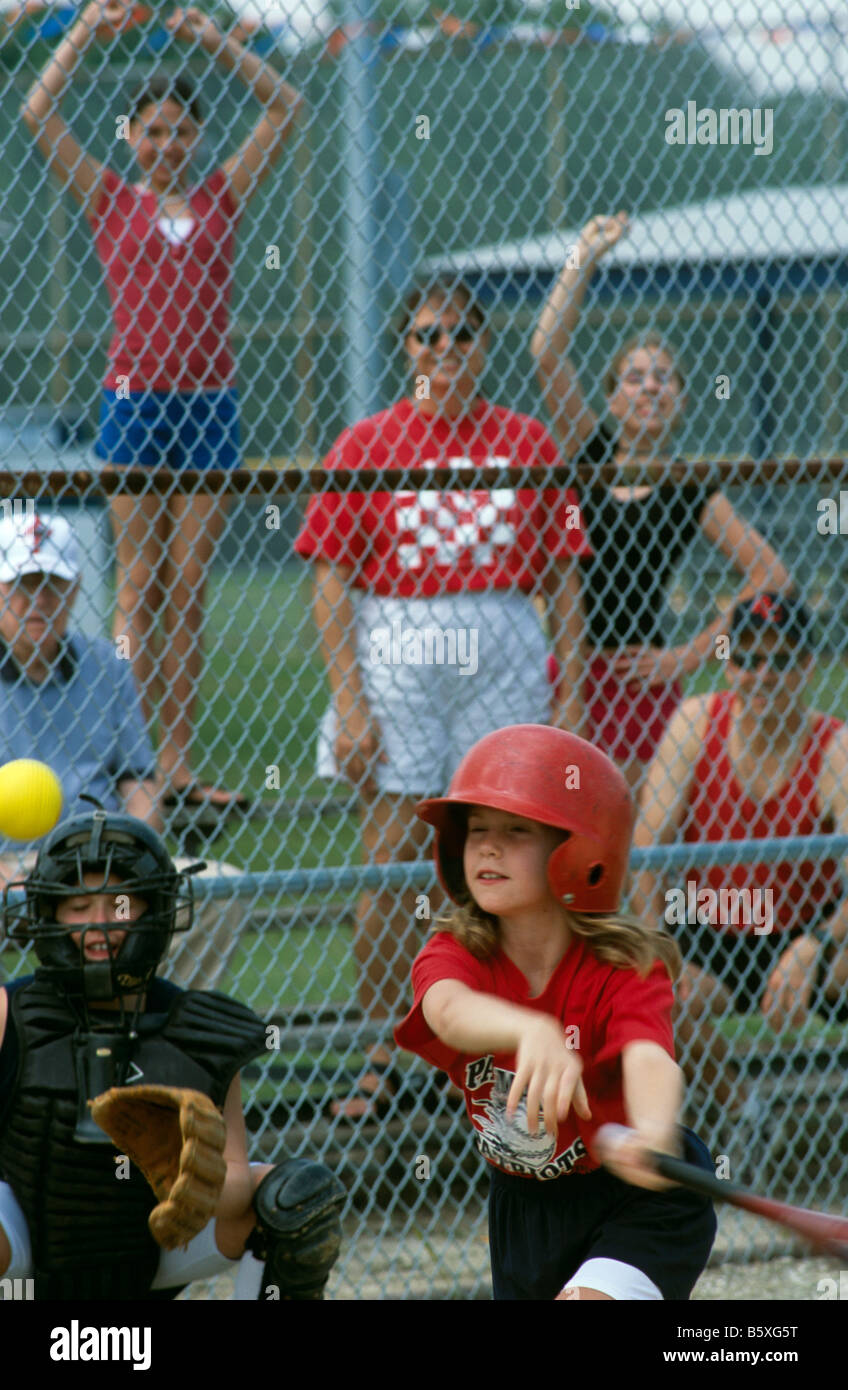 girls' softball game Stock Photo Alamy