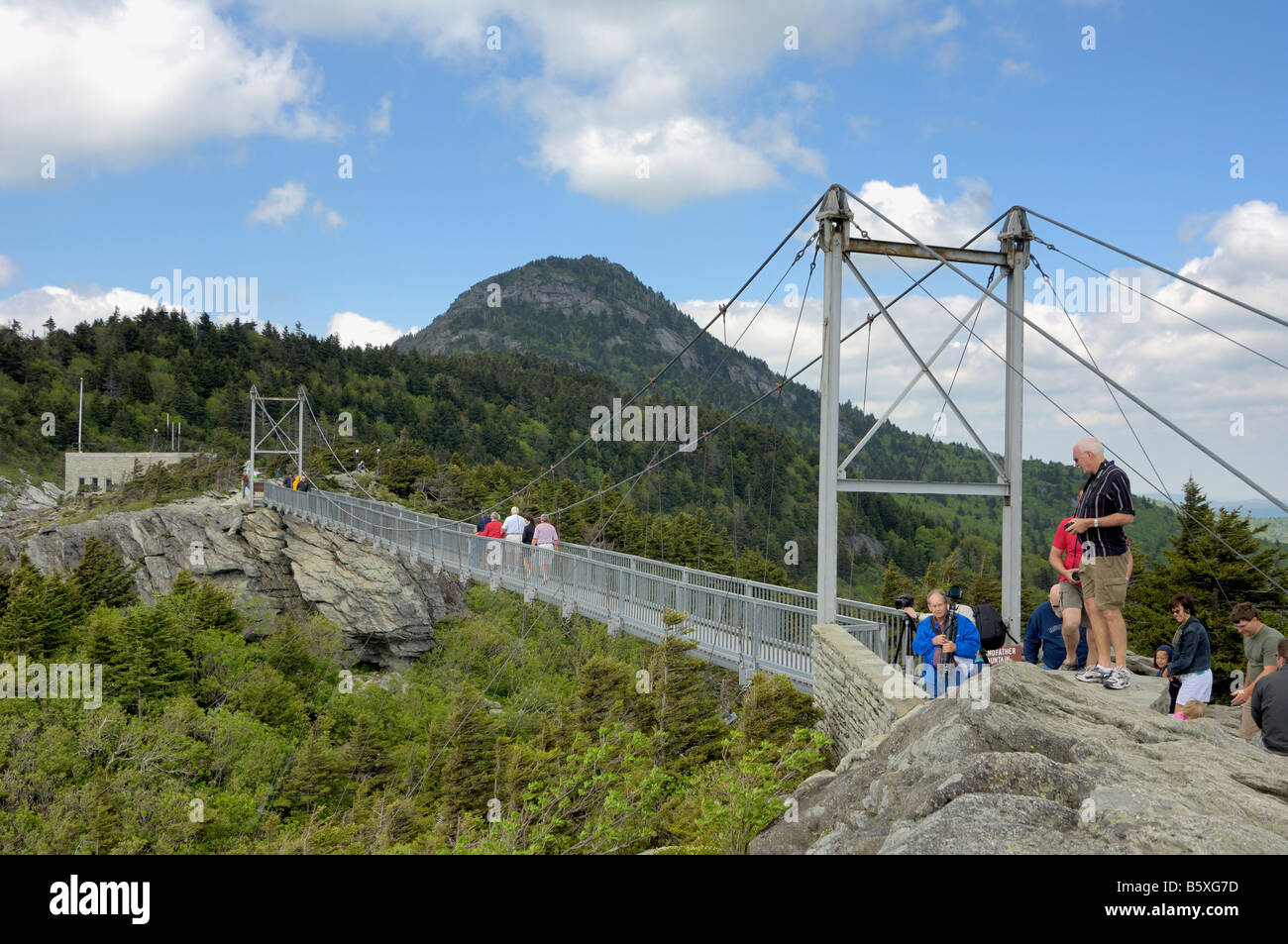 Photographers On Mile High Swinging Bridge On Grandfather