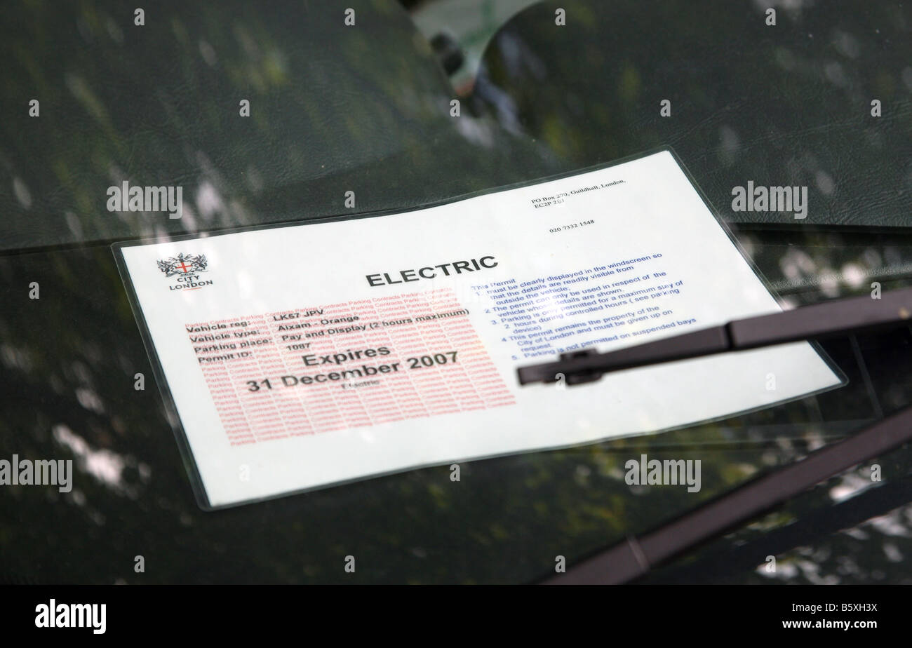 Electric vehicle parking permit in City of London Stock Photo Alamy