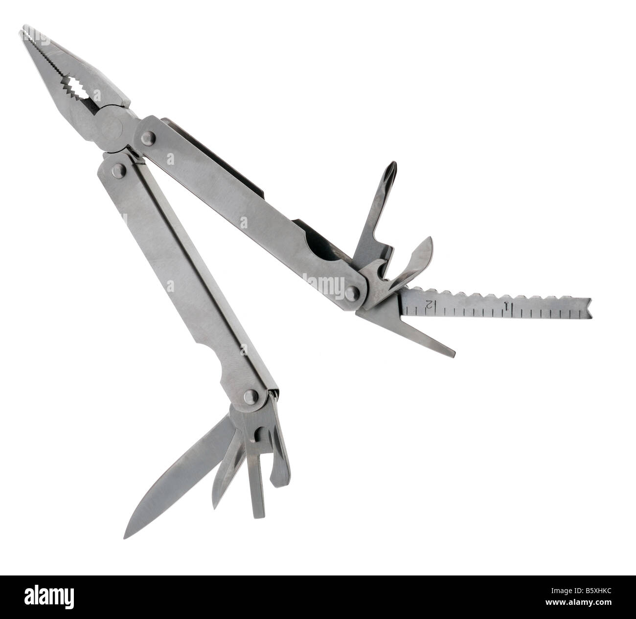 folding pliers The manual tool from the chromeplated steel isolated on