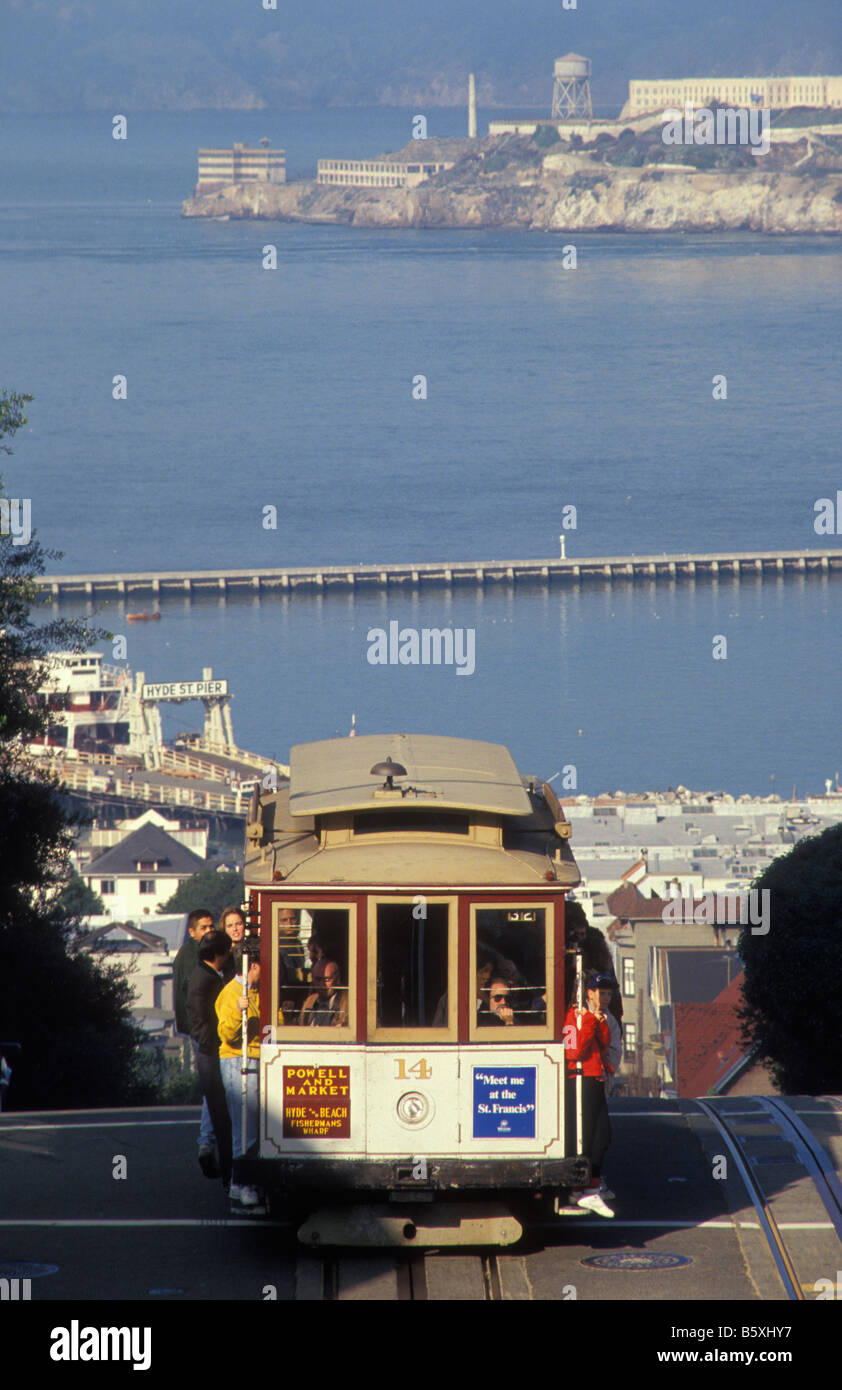 Cable Car at Hyde Street in San Francisco California USA Stock Photo