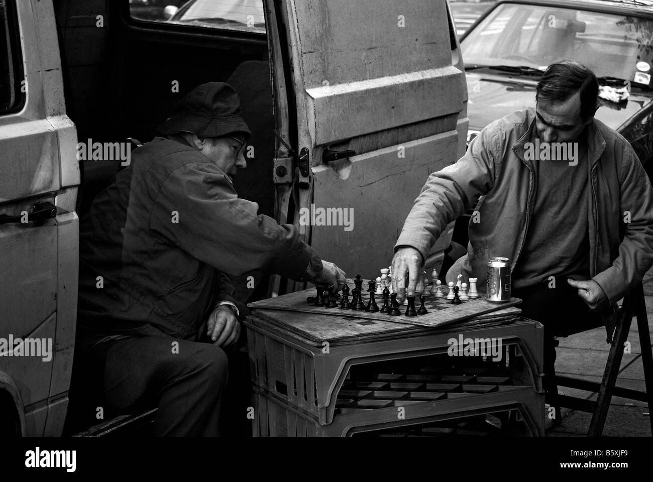 Two men playing chess Stock Photo