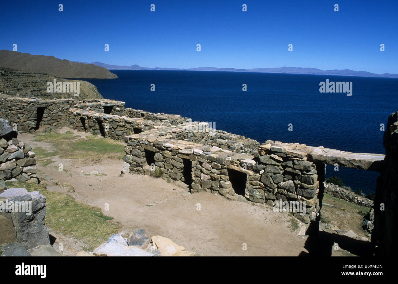 Chincana ruins from probably Inca period, Sun Island, Lake Titicaca, Bolivia Stock Photo