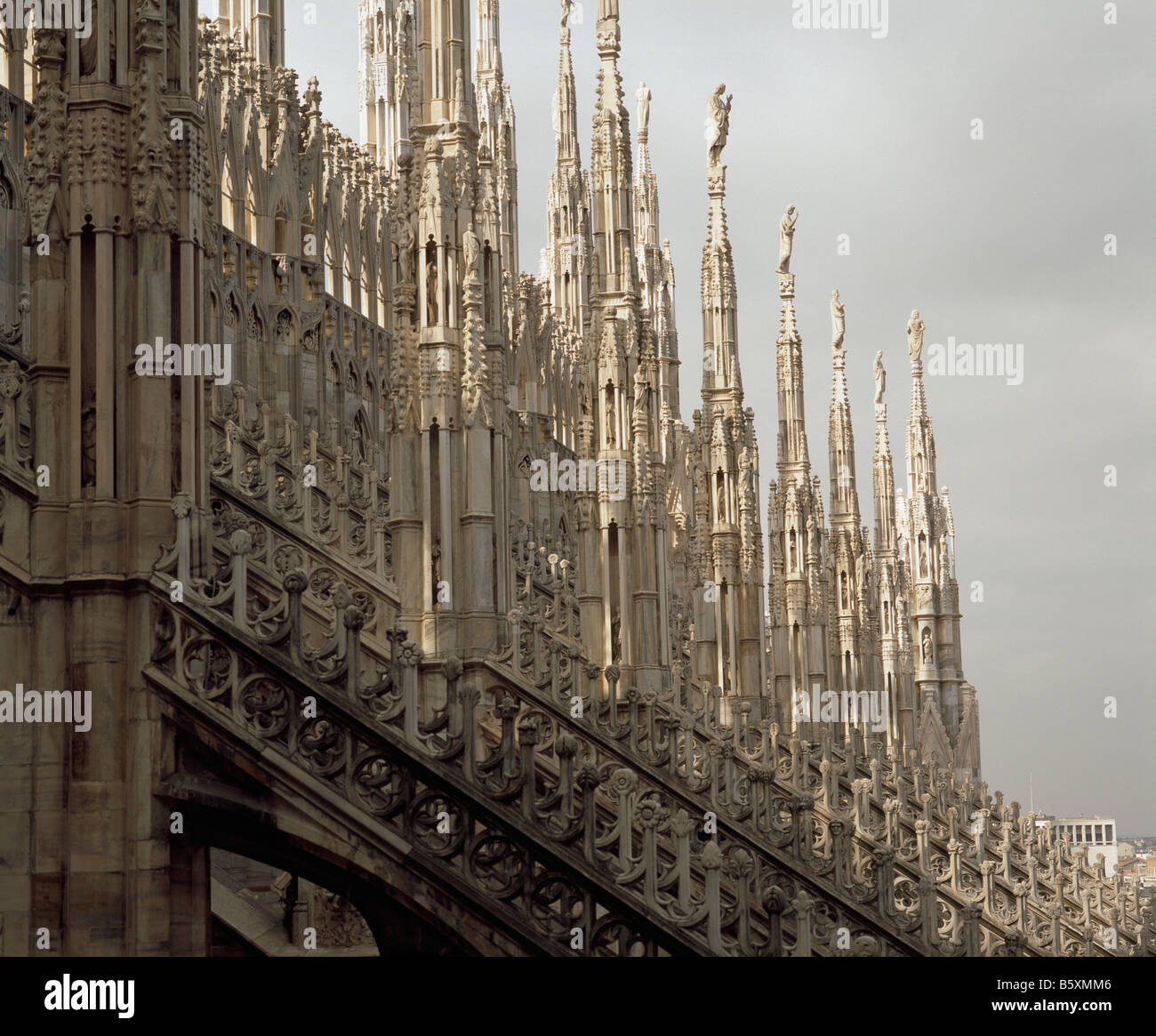Milan Duomo Roof Pinnacles Stock Photo