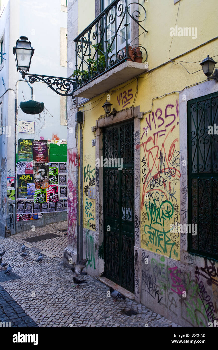 Lisbon, Portugal. artistic graffiti in the Barrio Alto area Stock Photo