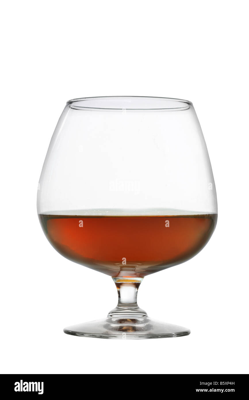 Glass of brandy cutout isolated on white background Stock Photo
