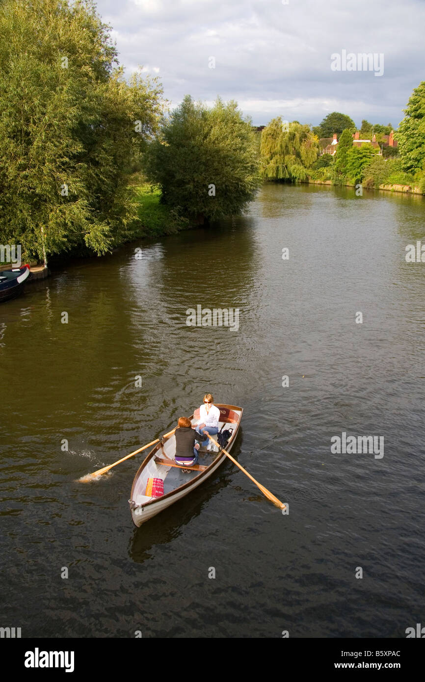 People in a row boat on the River Avon at Stratford upon Avon Warwickshire England Stock Photo