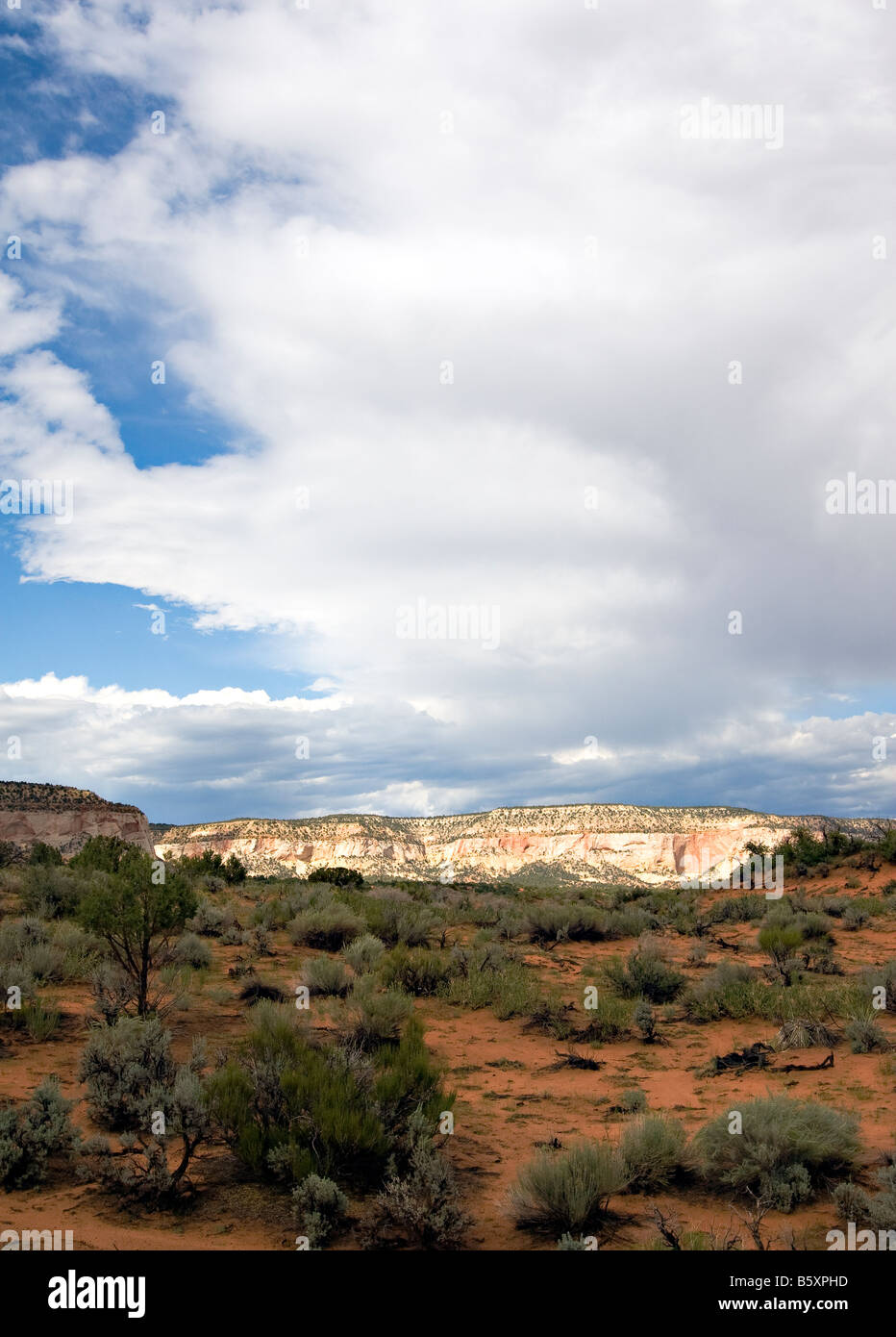 Sagebrush and sand cliffs are framed by a typical late August sky in