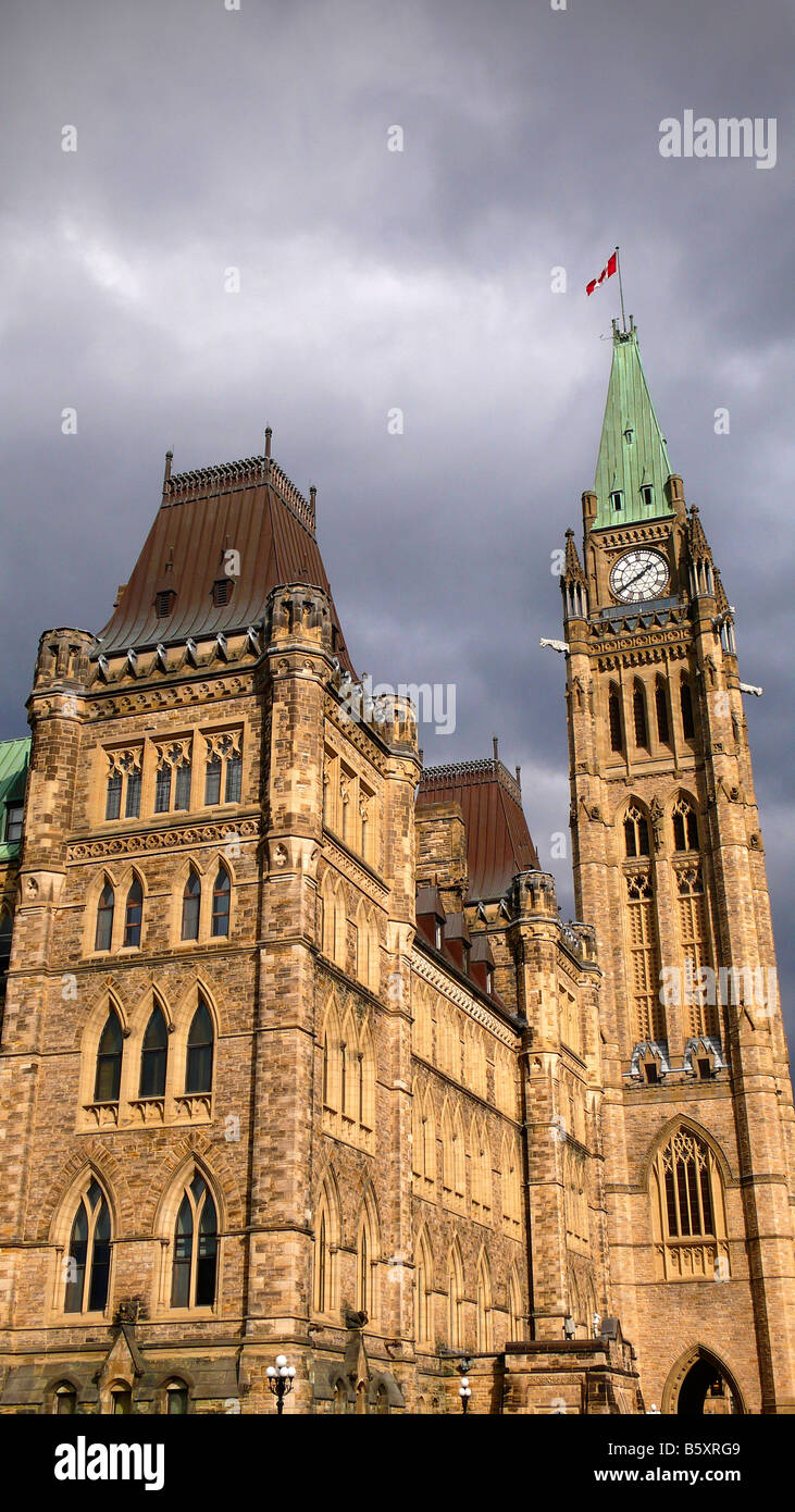 Canada's Peace Tower and Parliament Buildings. Stock Photo
