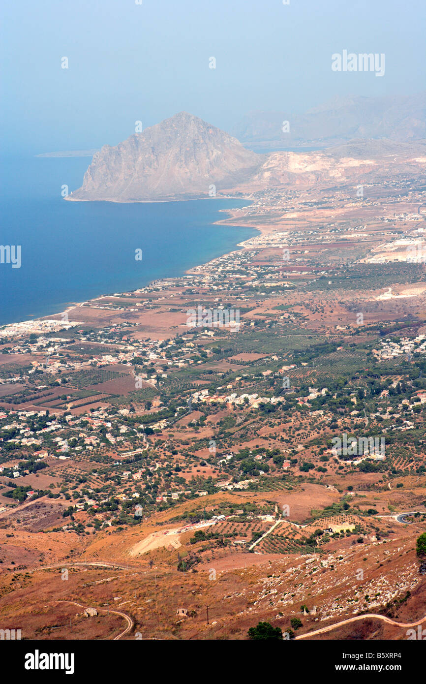 Sicilian West Coast from Erice Stock Photo