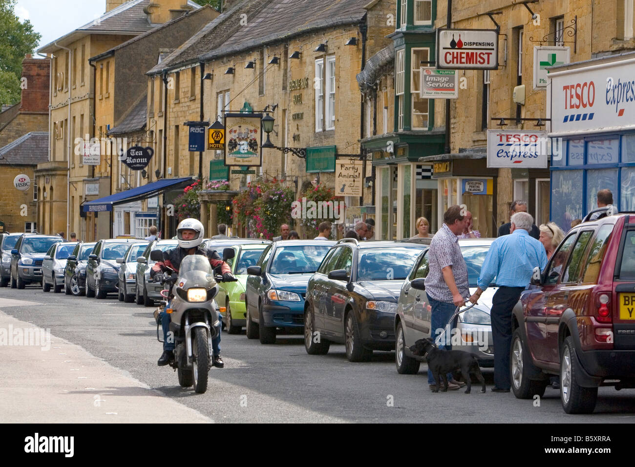 Street scene in the town of Moreton in Marsh Gloucestershire England Stock Photo