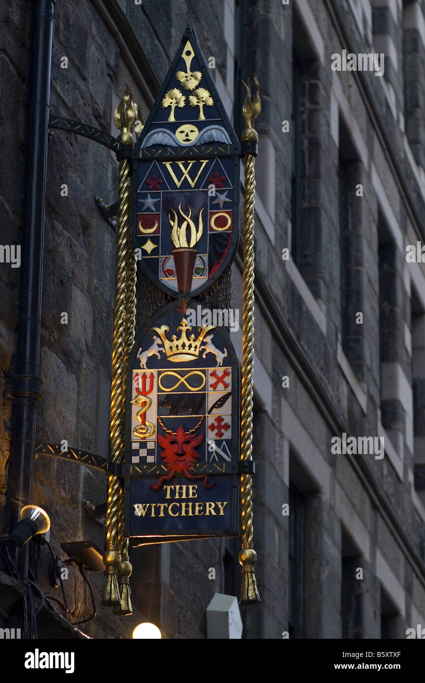 The Witchery restaurant sign, Edinburgh Scotland UK Stock Photo