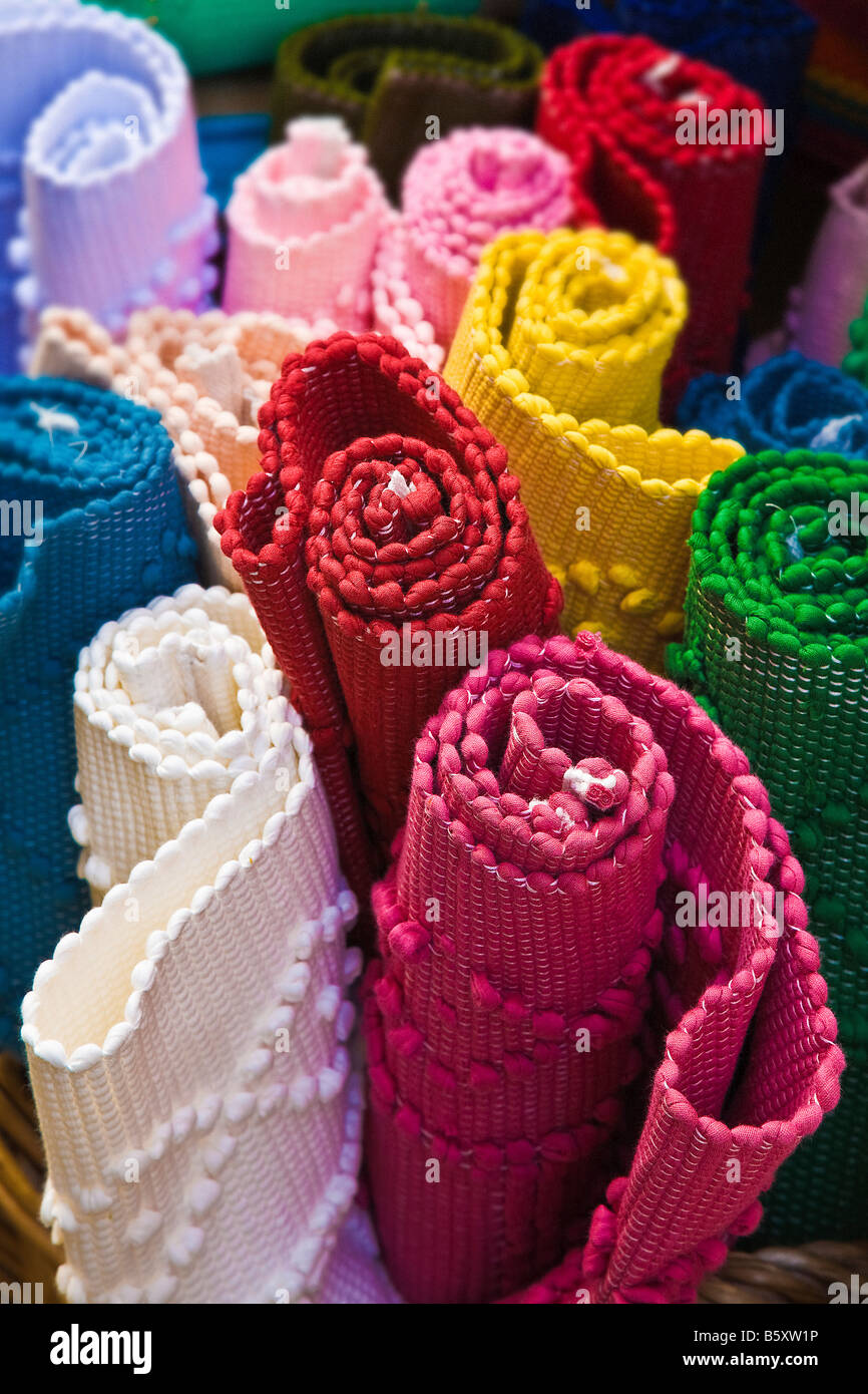 Bolts of brightly colored cloth Stock Photo