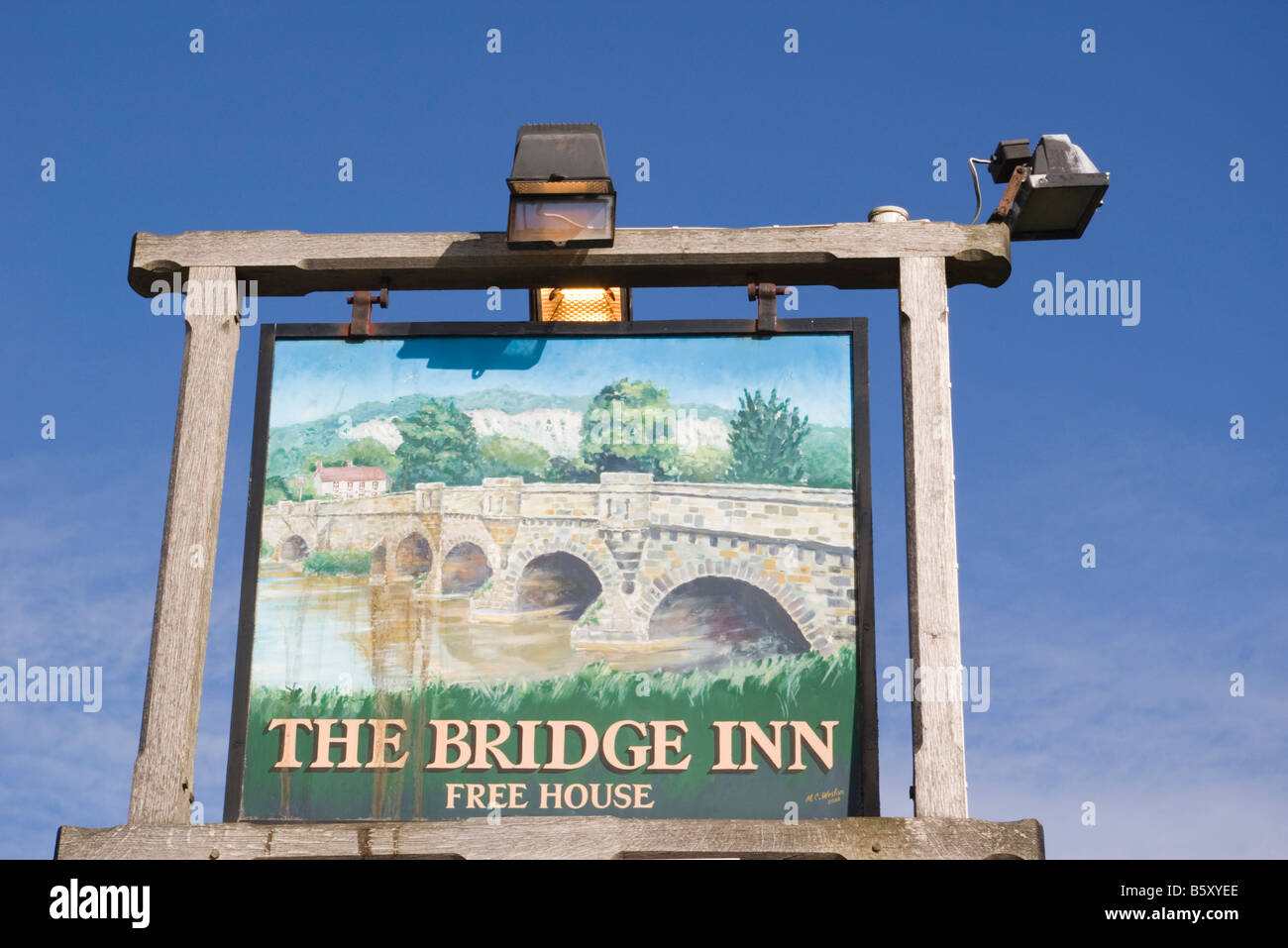 The Bridge Inn Public House Sign Amberley West Sussex uk pub signs Stock Photo