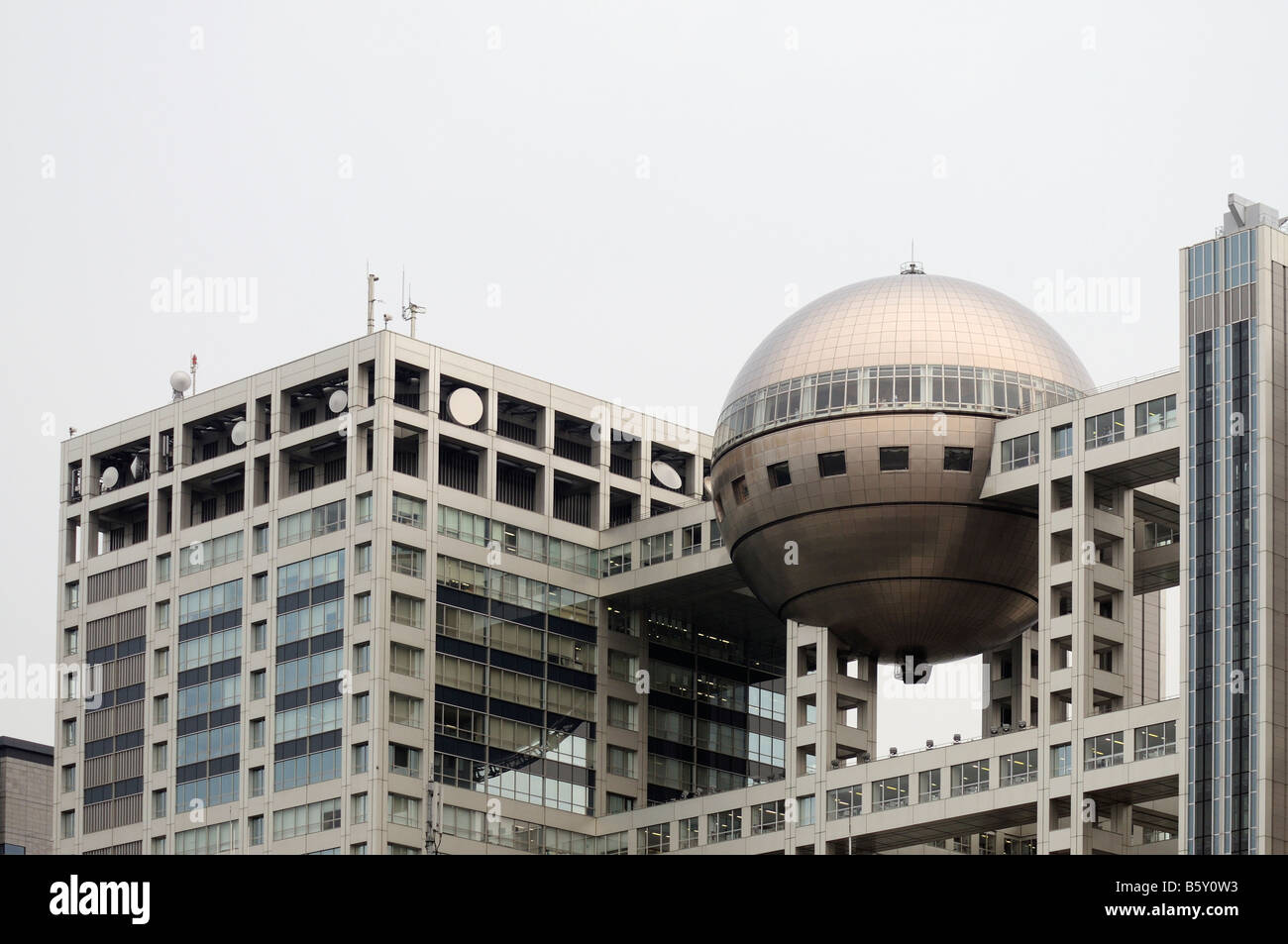 Fuji TV headquarters building (by Kenzo Tange). Odaiba island. Tokyo Bay. Japan. Stock Photo