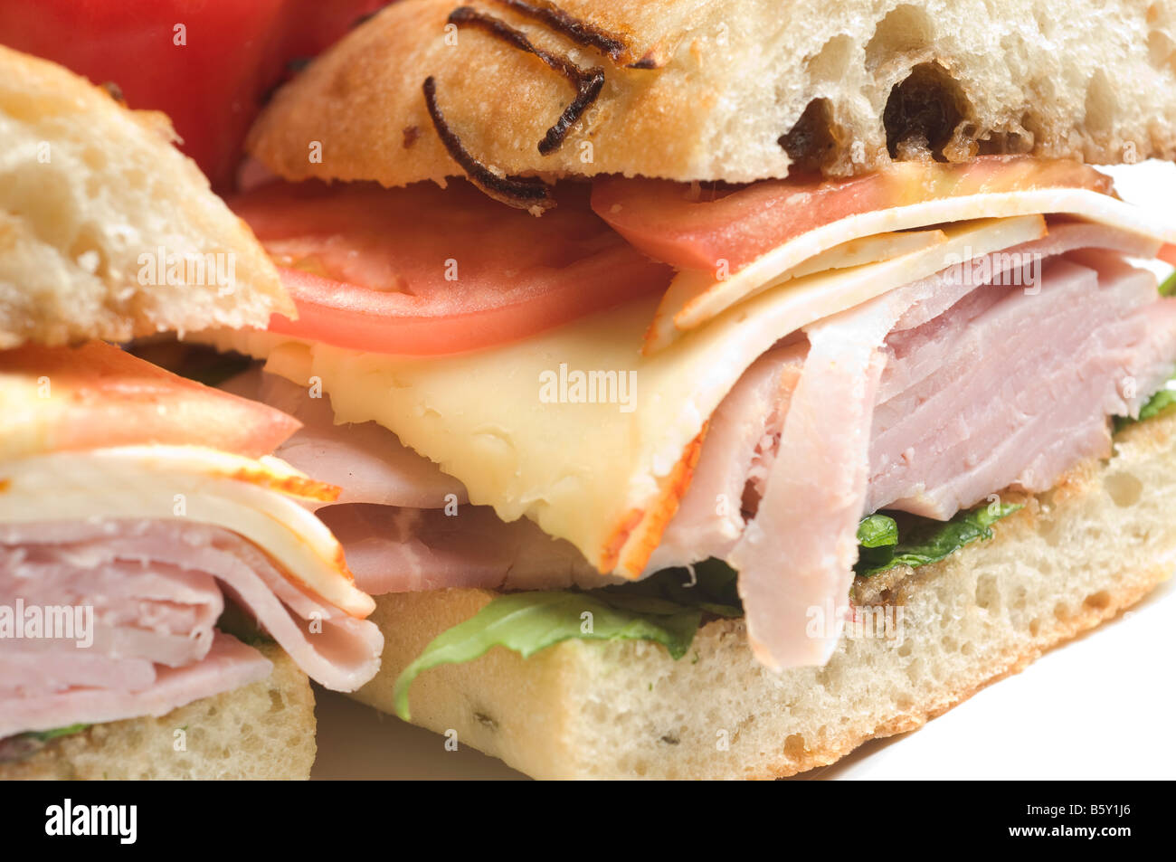 sweet ham sandwich muenster cheese rosemary bread honey spice glazed