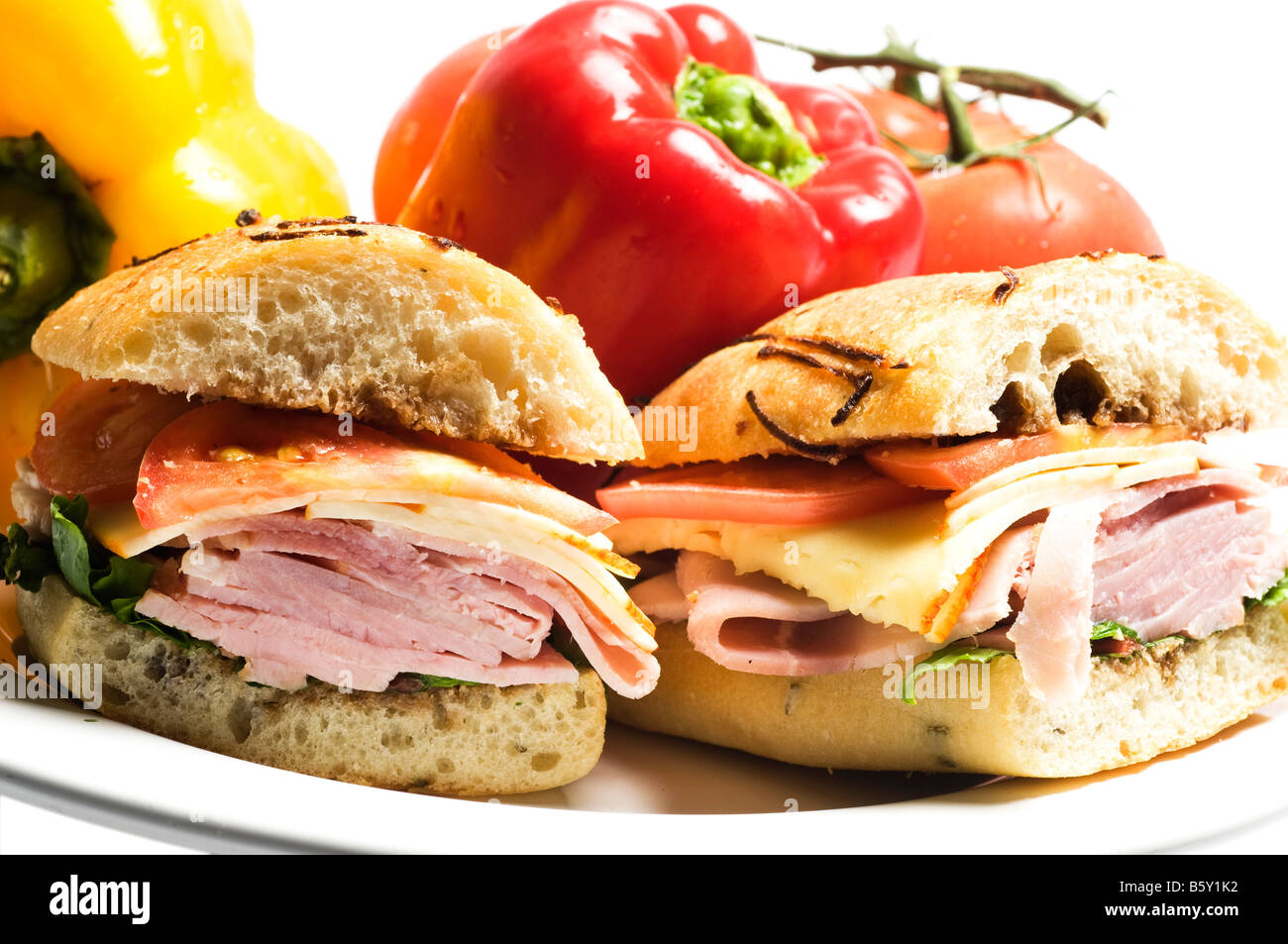 sweet ham sandwich muenster cheese rosemary bread honey spice glazed