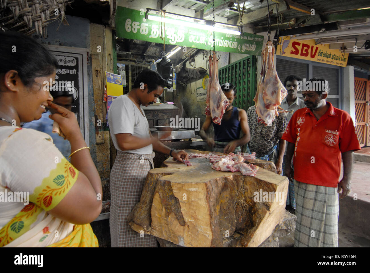 MEAT MARKET IN MADURAI TAMILNADU Stock Photo Alamy