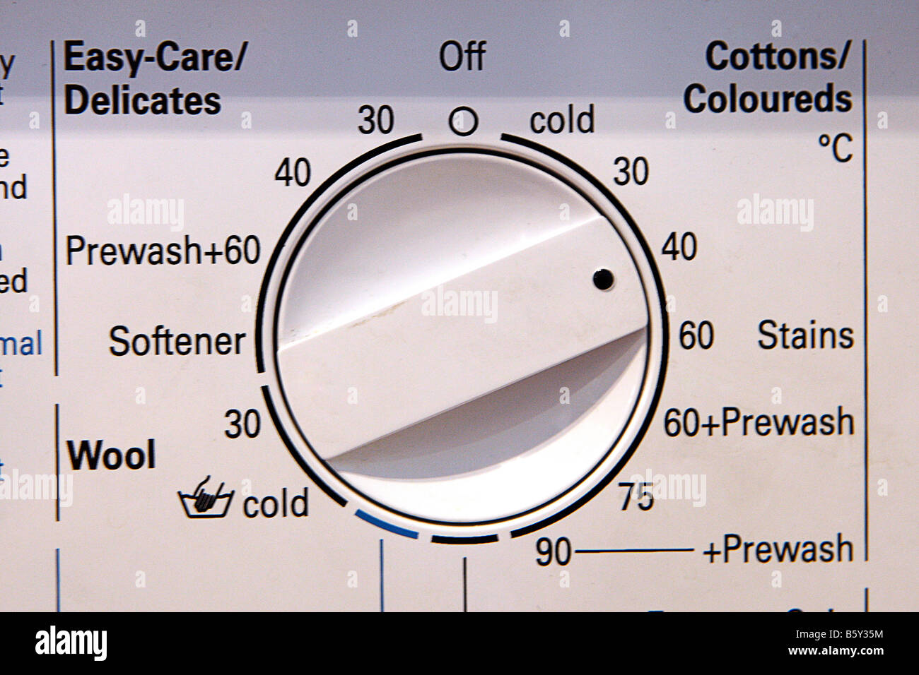 Controls on a domestic washing machine Stock Photo Alamy