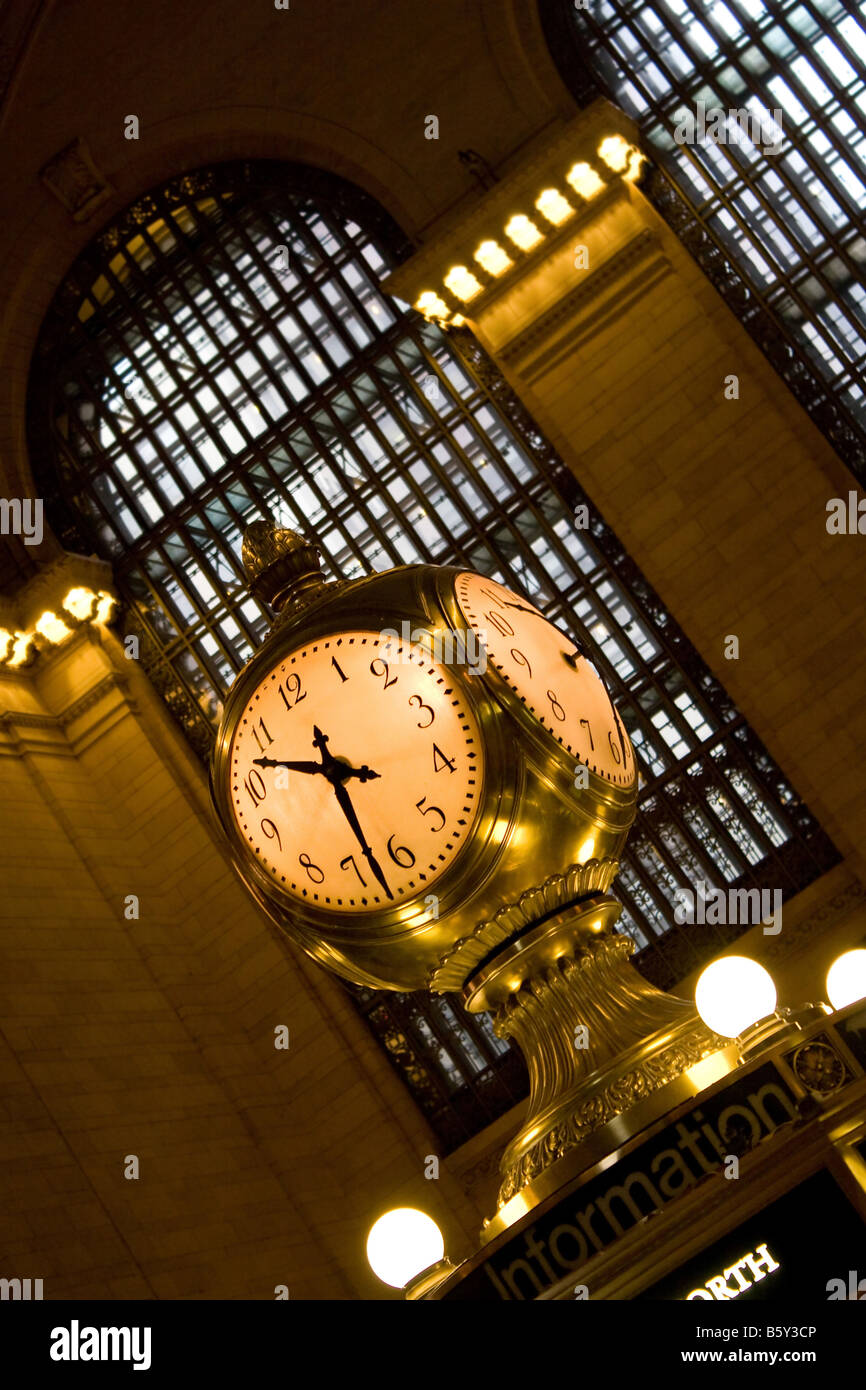 The old antique clock in the center of grand central station in New York City Stock Photo