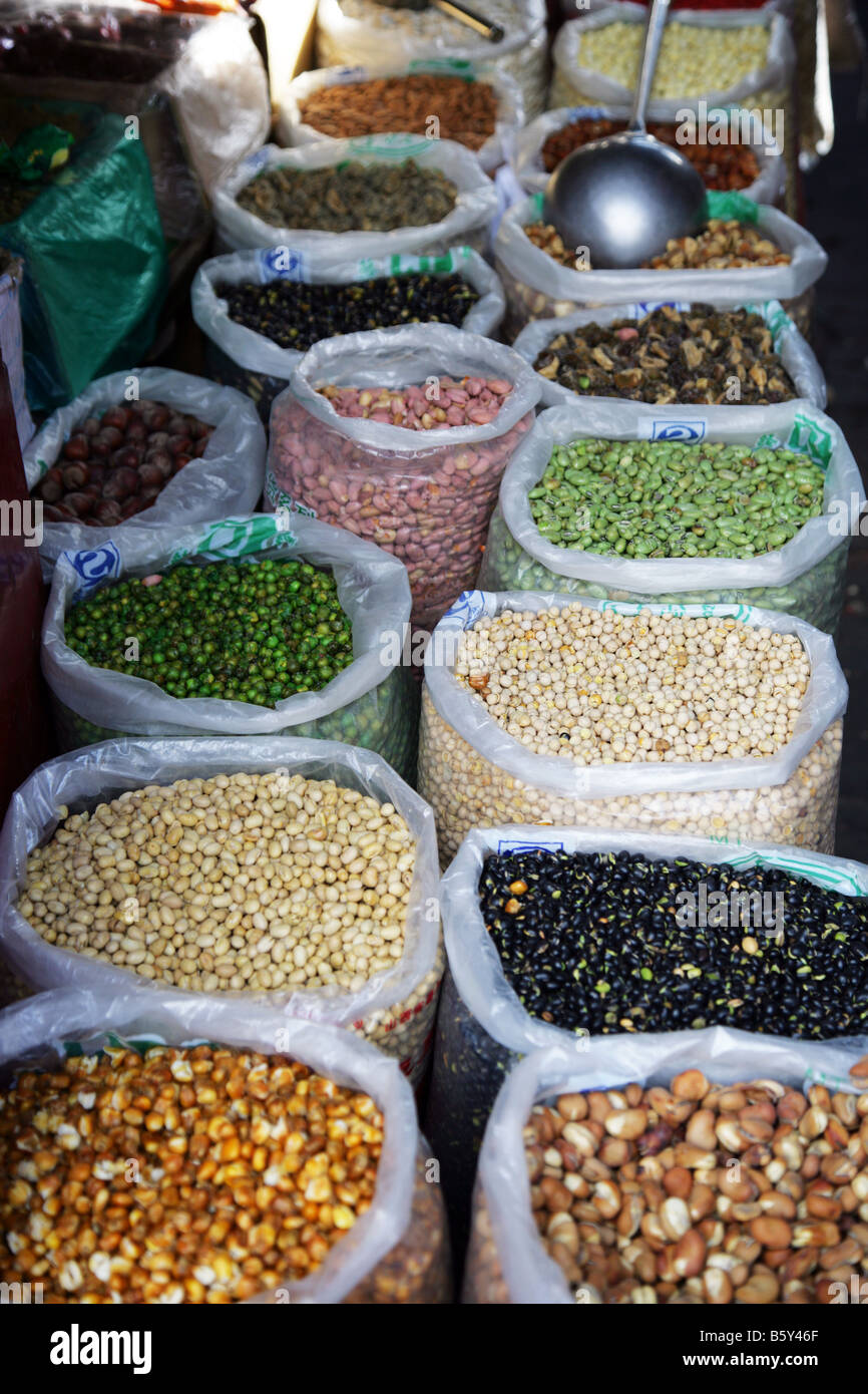 dried pulses on sale in a Beijing market China Stock Photo