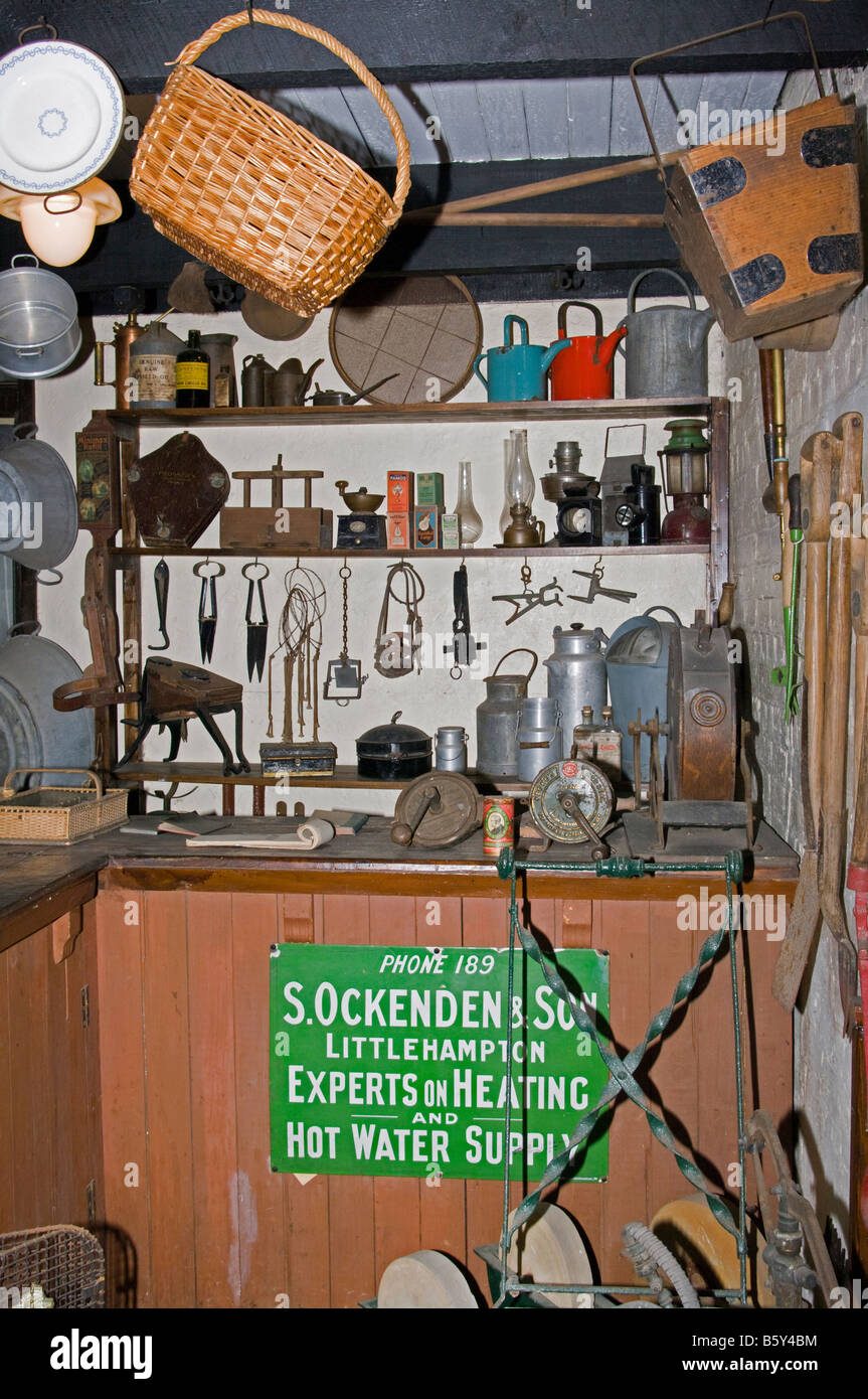 Inside Of Vintage Ironmongers Shop at Amberley Working Museum Amberley West Sussex UK Stock Photo