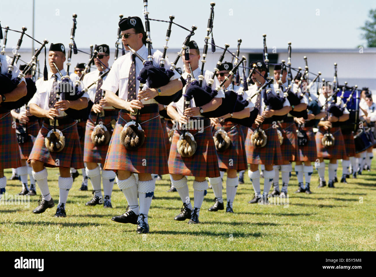 Highland Scottish Games bagpipe performers Enumclaw Washington State USA Stock Photo